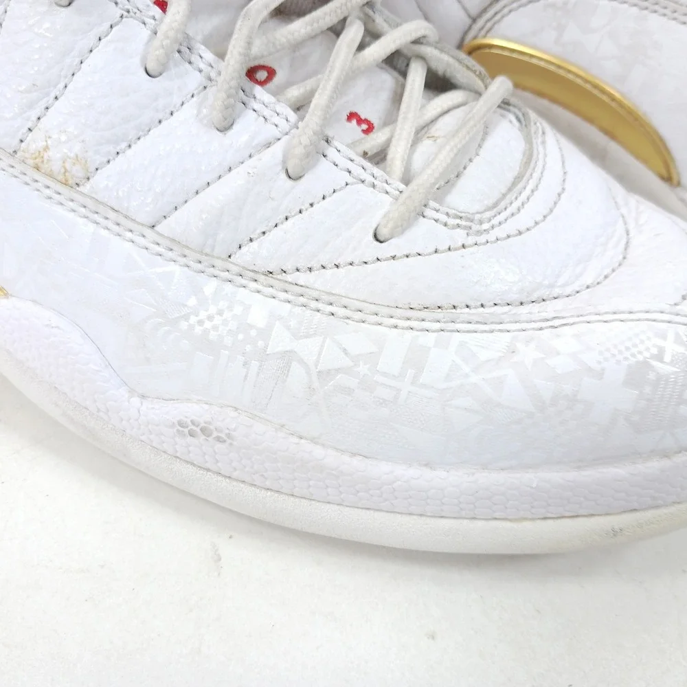 Air Jordan 12 Retro FIBA White University Red Gold 130690-107 Mens 11.5